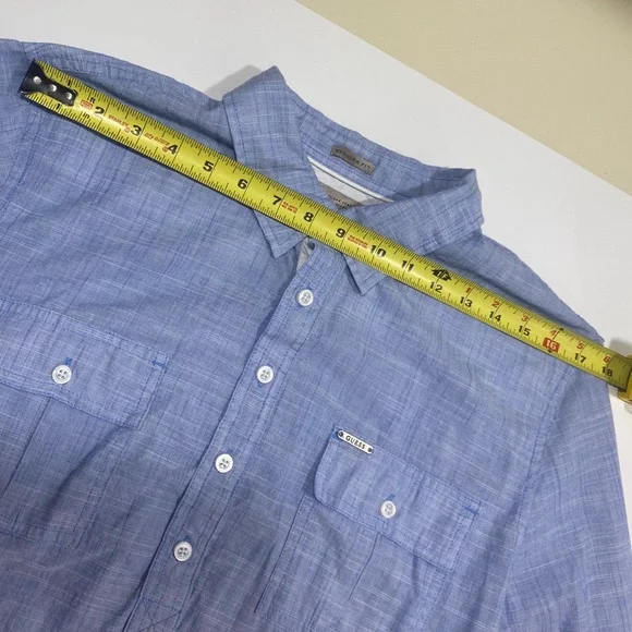 2/30 Guess Mens Lightweight Half Button Down Pullover Collared Shirt Denim Look - Picture 9 of 13